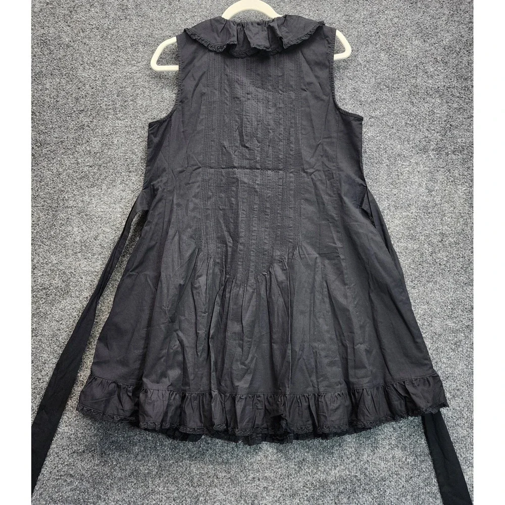 NWT Magaschoni Gothic Victorian Ruffle Pintuck Cotton Mini Dress Sleeveless M